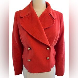 The Limited Orange Crop Wool Blend Double breast Pea Coat w/Gold Buttons Size S